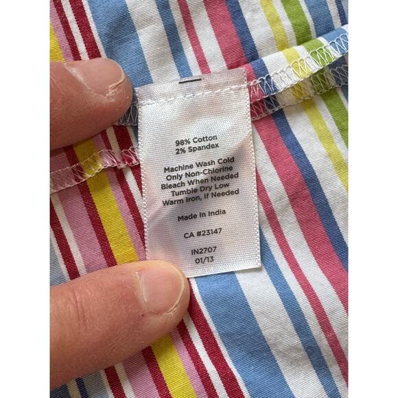 TALBOTS skirt, size Women's 8; colorful stripes & crisp Cotton; Flared styling - Picture 5 of 6